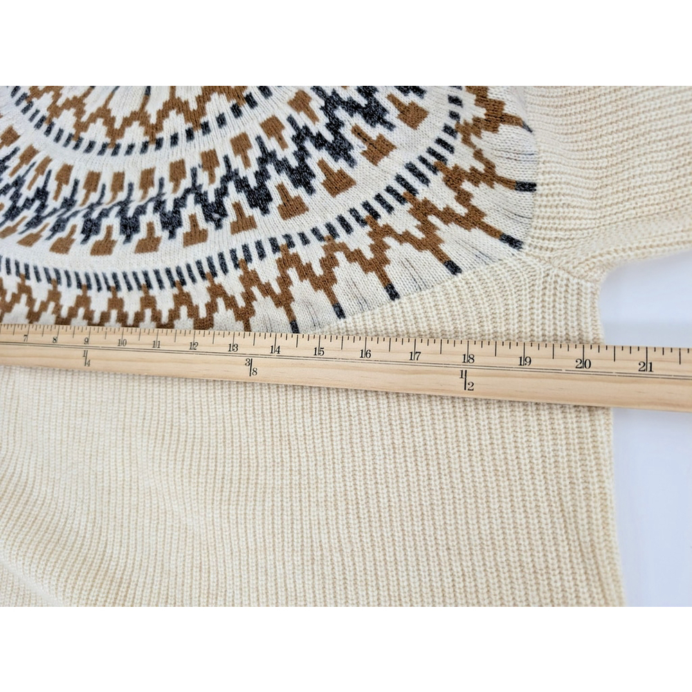 NWT J. Crew Fair Isle Mockneck Pullover Sweater Cream Lambswool Classic Preppy - Picture 9 of 11